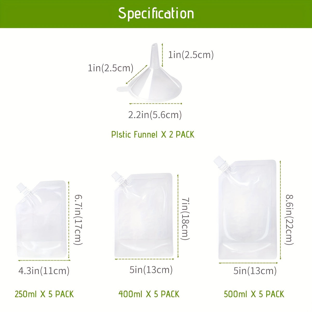 52pcs Liquid Storage Bag Reusable Drinking Flasks with Funnels