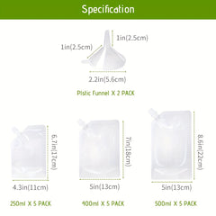 52pcs Liquid Storage Bag Reusable Drinking Flasks with Funnels