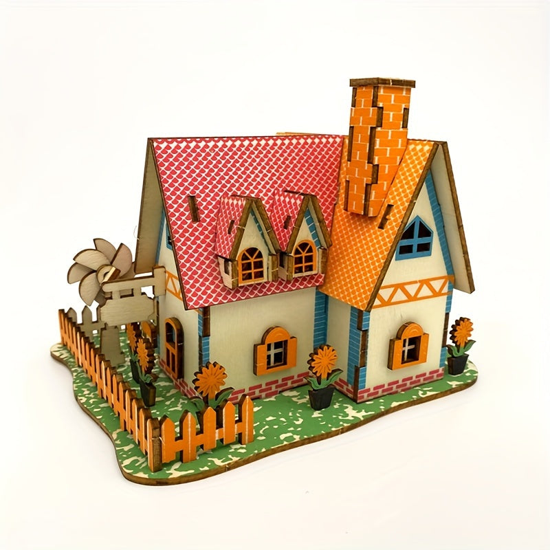 3D Puzzle Cottage Building Kit Sunflower Manor Model DIY Craft Kit