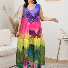  Butterfly Print Tank Dress