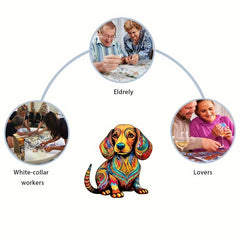 Wooden Dog Jigsaw Puzzle Irregular Shape Christmas Gift