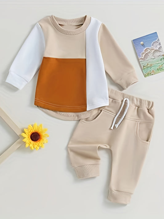 Toddler's Block Outfit Long Sleeve Sweatshirts & Pants Set