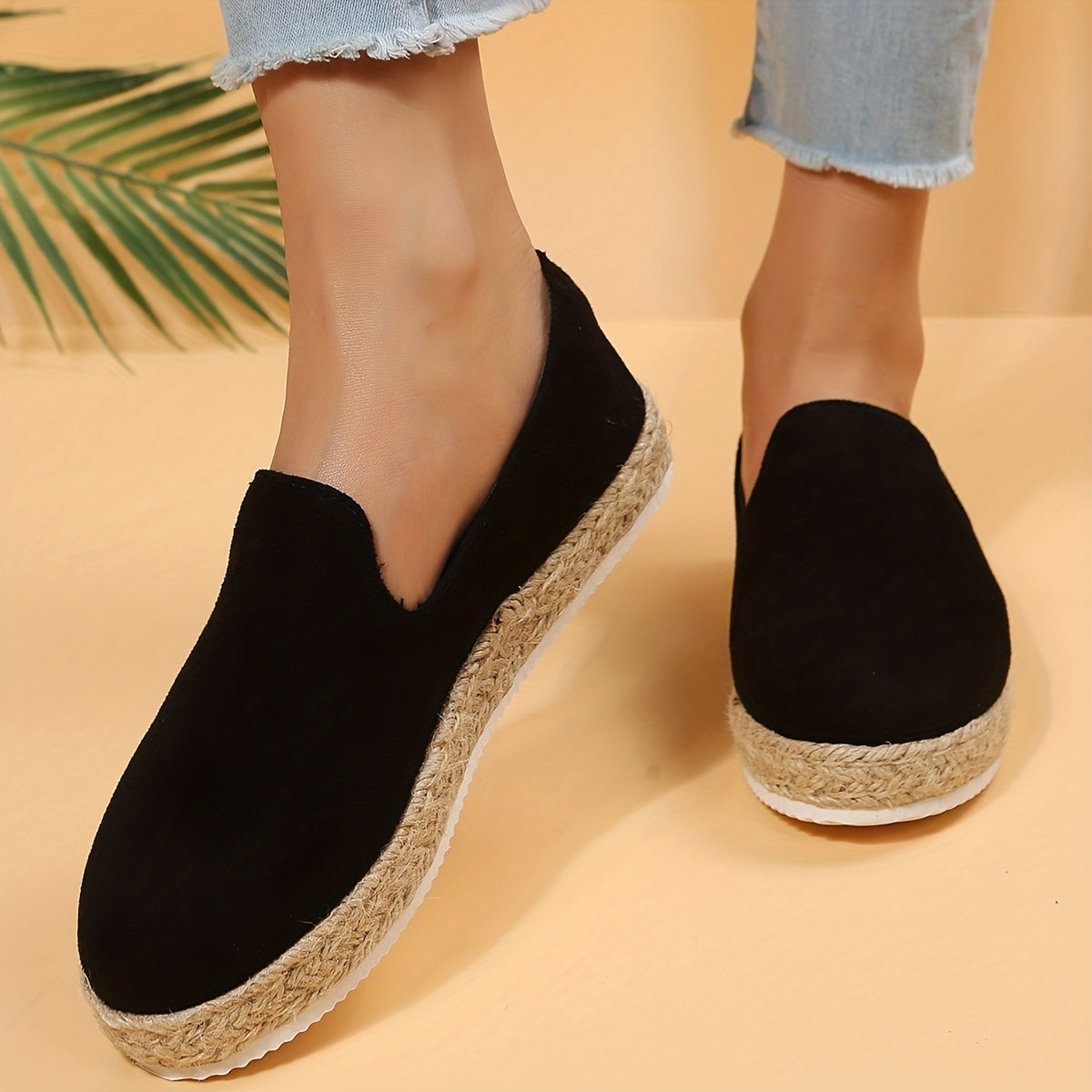 Women's Platform Espadrilles Loafers Slip On Flat Shoes