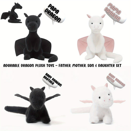 Family Interactive Dragon Plush Set 4 Unique Designs Soft & Safe for Role Play