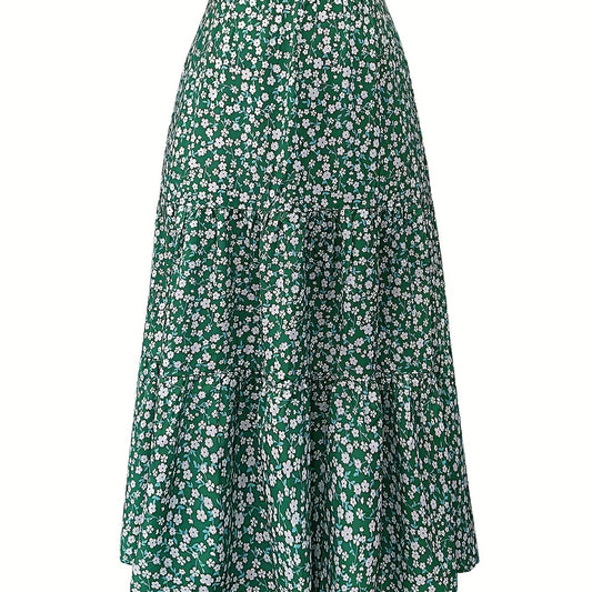  Boho Skirt Women's Plus Ditsy Floral Print Maxi Skirt