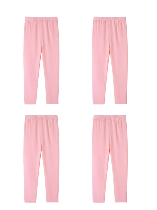4 Pack Girls Basic Leggings Ankle Length Tights Pants