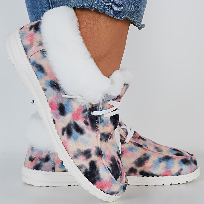 Women's Tie Dye Non-Slip Walking Sneakers Comfortable Warm Sport Shoes