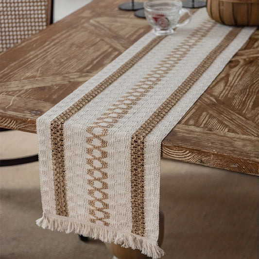 Boho Macrame Table Runner with Tassels for Wedding Decor