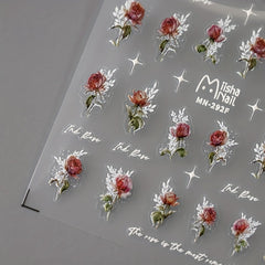 5D Embossed Rose Flower Nail Sticker Decals