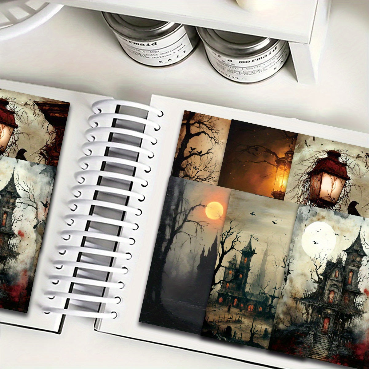 20pcs Dark Theme Retro Magic Abandoned Castle Paper for Decorating