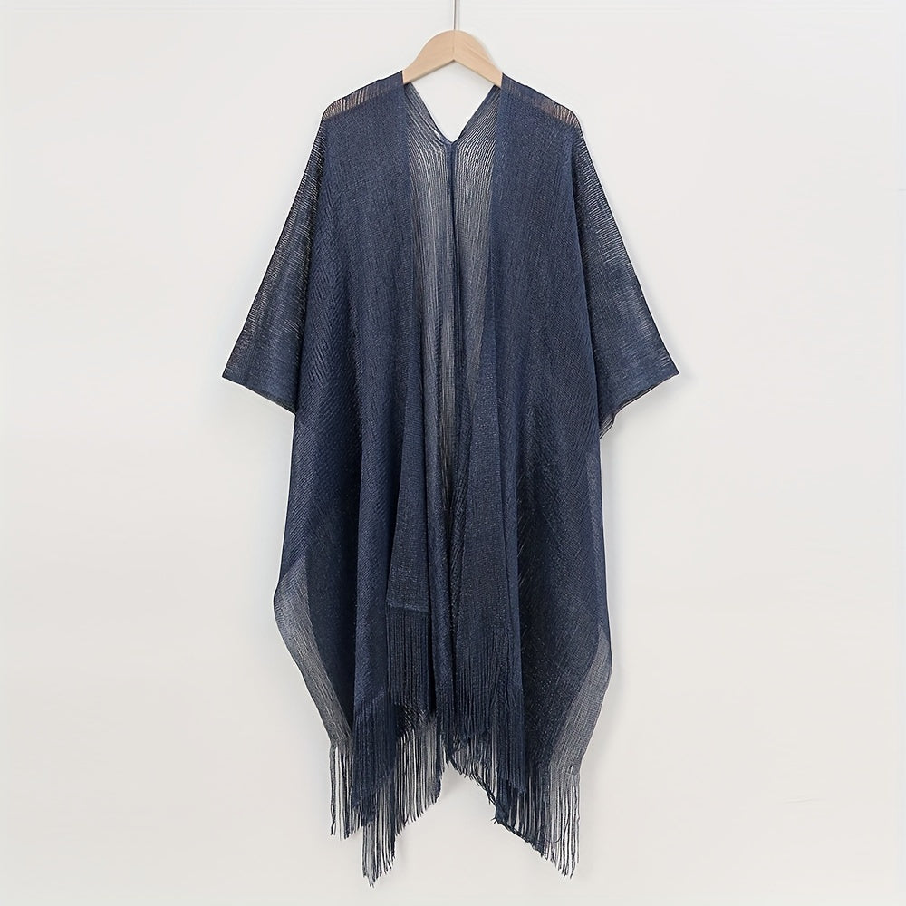Glitter Tassel Shawl Solid Wrap for Women