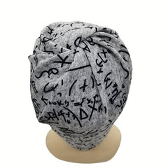 Gray Math Print Beanie Lightweight Casual Headband Unisex Chemo Hat