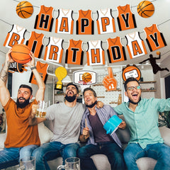 Basketball Jersey Happy Birthday Banner - Basketball Party Decor