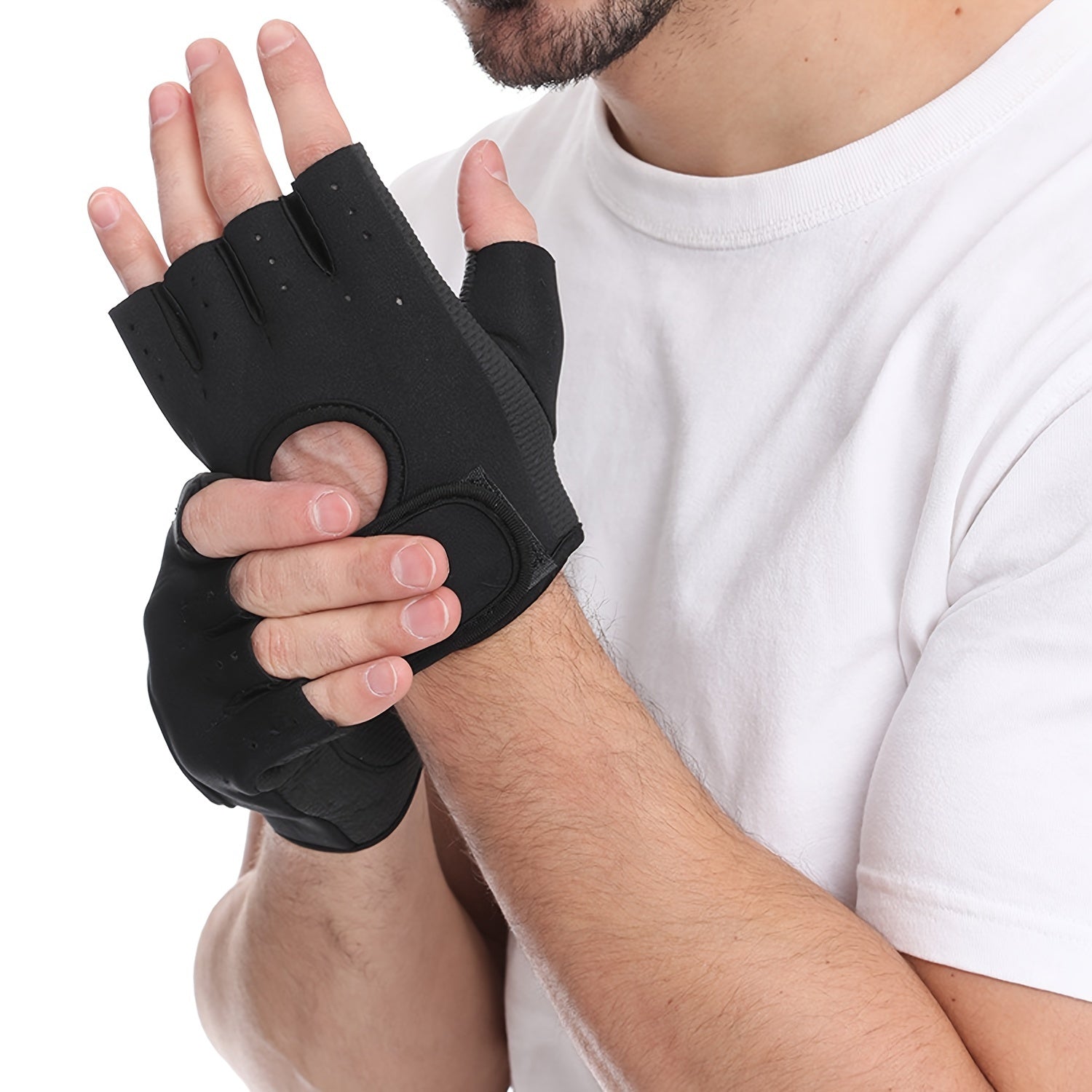 Solid Fingerless Gym Gloves Non slip Fitness Sports Gloves