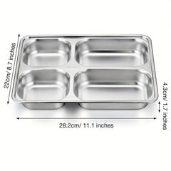 304 Stainless Steel Divided Dining Plate for Camping School Home Durable