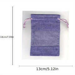 12pcs Makeup Storage Jute Bag Drawstring Gift Bag Single Side Window