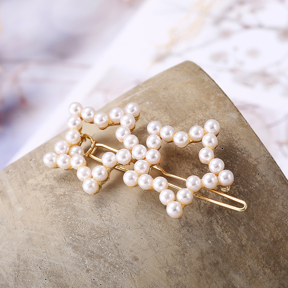 Faux Pearl Hair Clips Geometric Hair Barrettes For Women