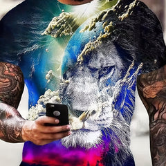 Men's Colorful Lion Graphic T Shirt 3D Print Active Stretch Tee