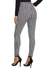 Plaid Zip Front Skinny Leggings Casual High Waist Every Stretchy Leggings