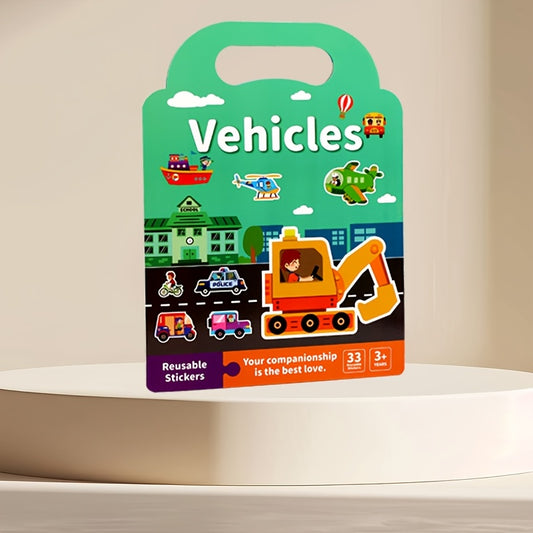 Reusable Sticker Books for Kids with Body Animals & Vehicles