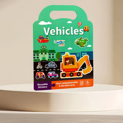 Reusable Sticker Books for Kids with Body Animals & Vehicles