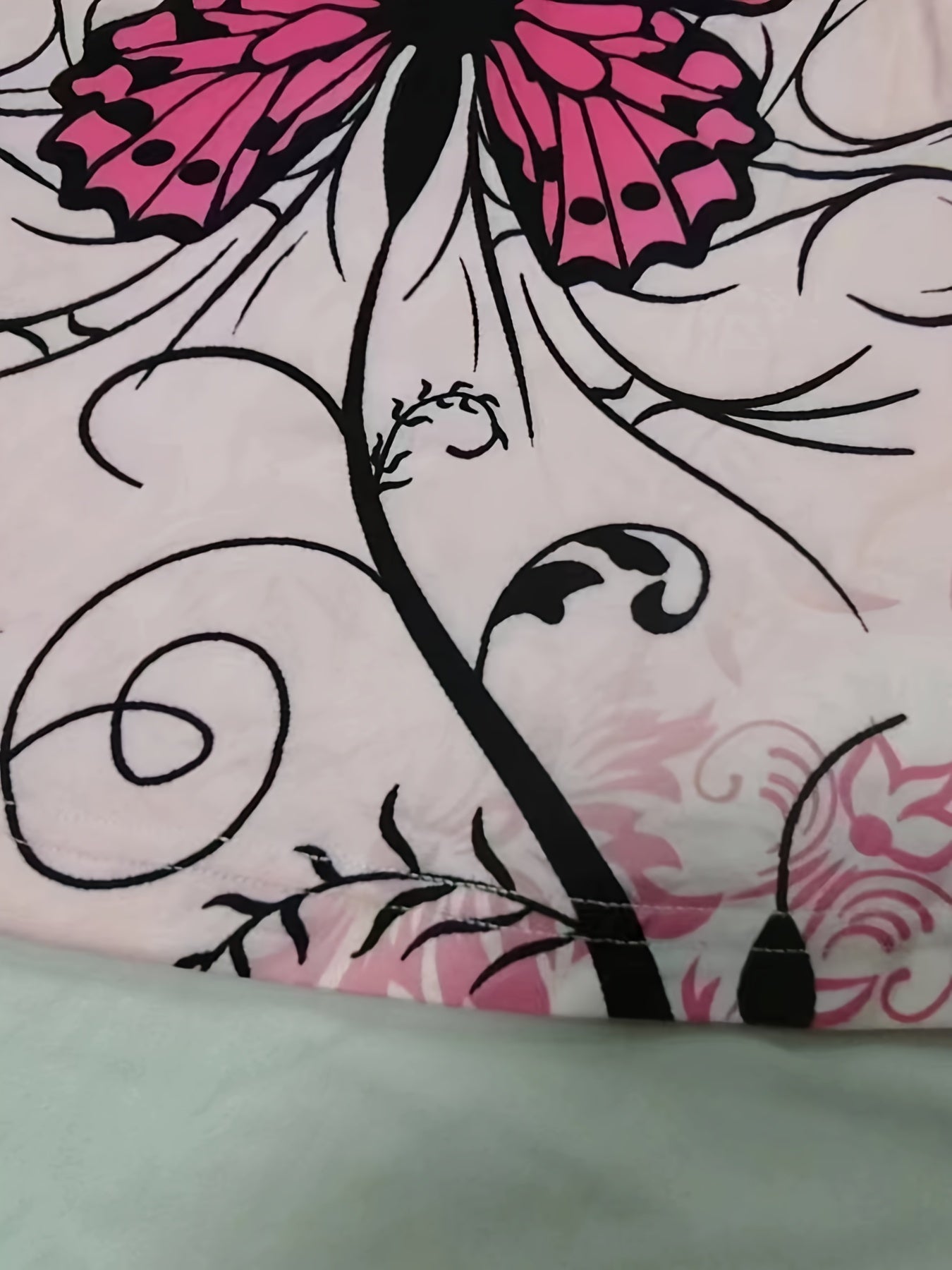  Butterfly & Floral Print Tie Front V Neck A Line Cami Dress