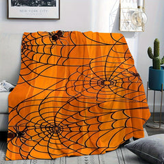 Orange Spider Web Printed Blanket for Home & Outdoor Use