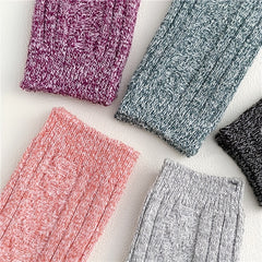 5 Pairs Women's Mid Tube Solid Socks, Comfy & Warm Stockings