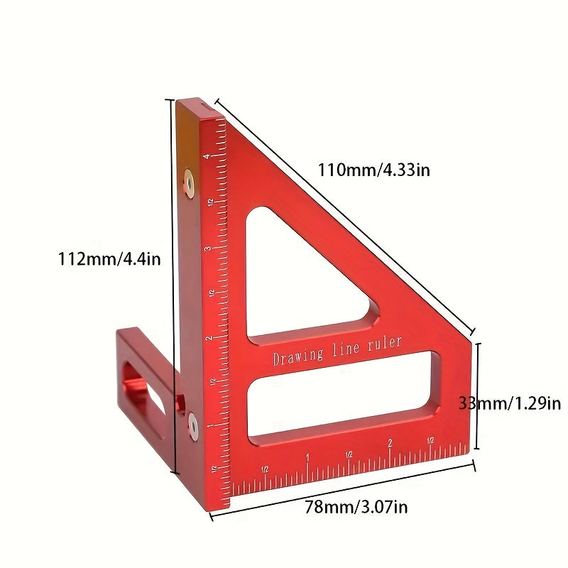 Precision Woodworking Square Protractor Miter Triangle Ruler