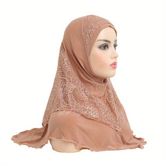 Muslim Hijab Arab Hat Lace Stitching Veil Hat for Girls