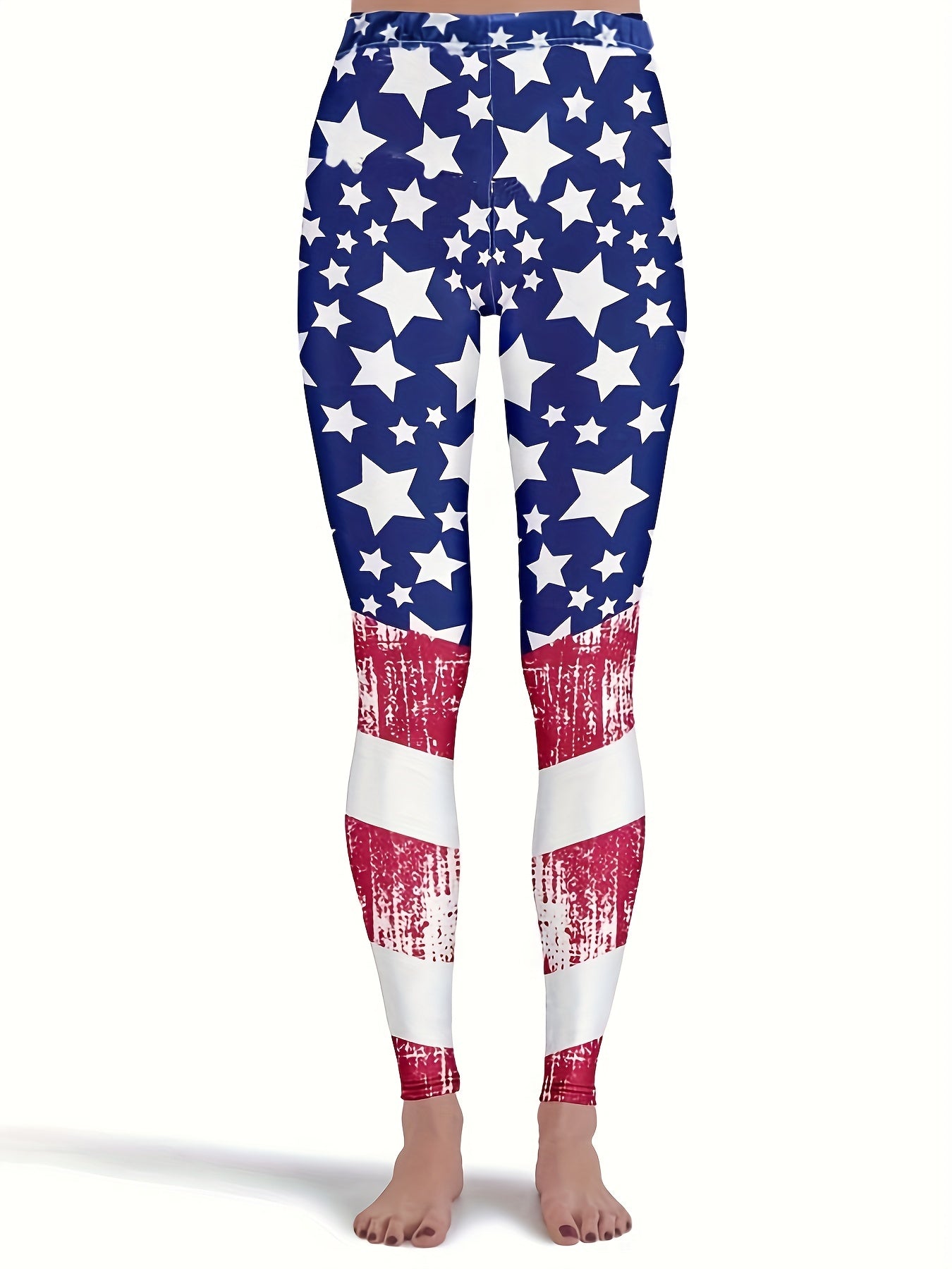 Flag Print Skinny Leggings Casual Every Stretchy Leggings Women's Clothing