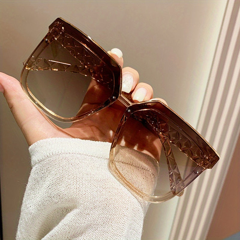 Large Square Jelly Gradient UV400 Sunglasses for Beach Travel