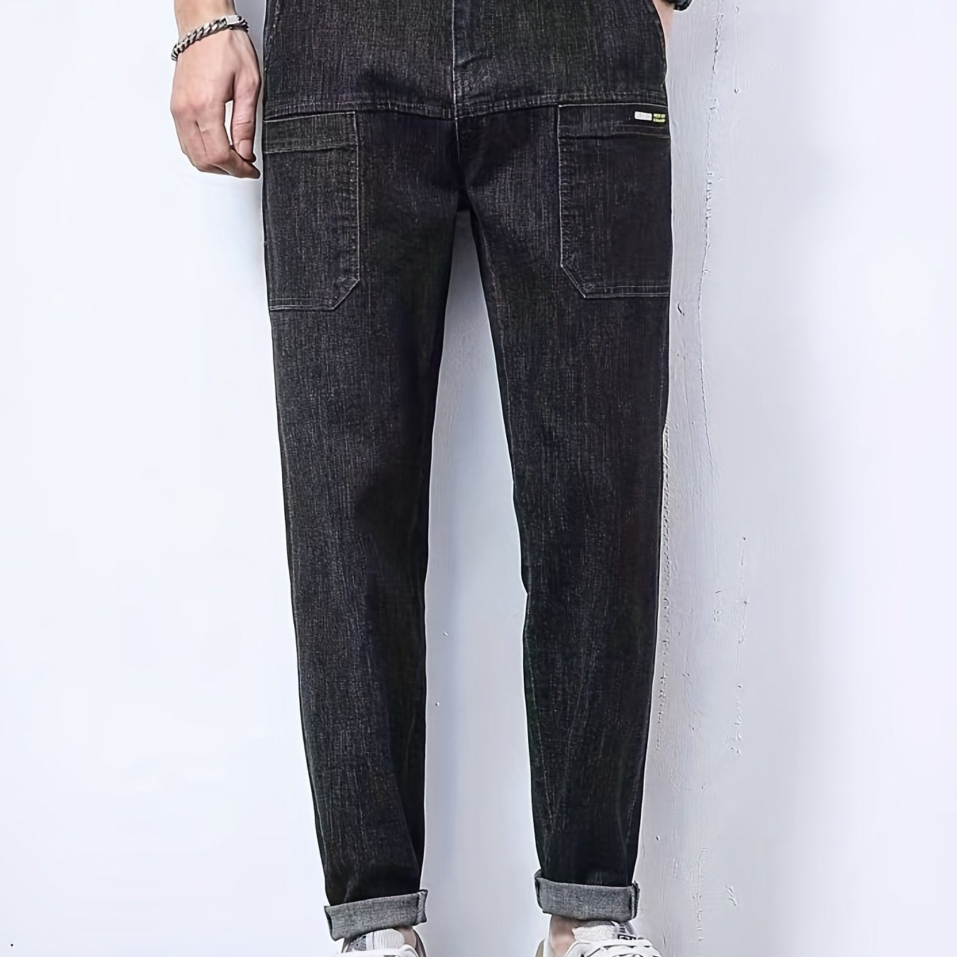 Men's Casual Denim Harem Pants with Pockets