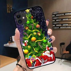 Christmas Tree & Santa Print Drop Proof Phone Case For iPhone Xs Xr