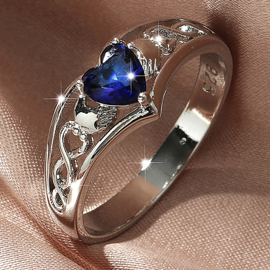 Heart Shaped Zircon Copper Ring for Women