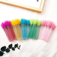 50pcs Crystal Eyelash Brush Spoolie Brushes for Extensions and Mascara