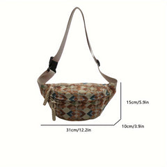 Canvas Crossbody Bag Adjustable Strap Zip Closure Women's Sling Chest