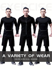 Men's Quick Dry Sports Set Zip Hoodie Jacket & Fitness Tshirt Top