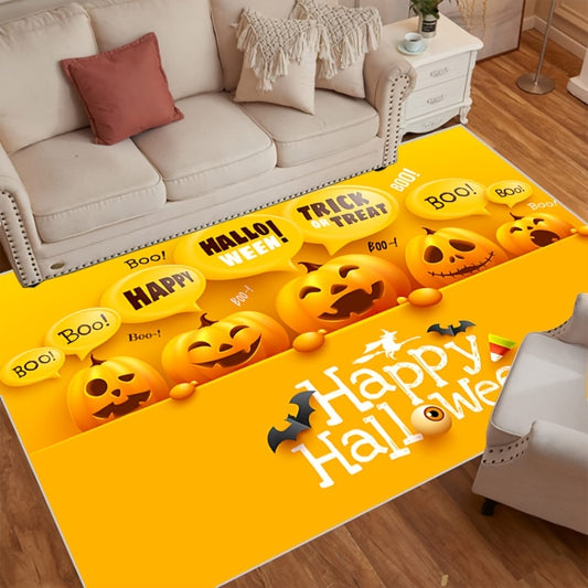 Yellow Pumpkin Pattern Carpet Easy to Clean Living Room Kitchen Fall Decor