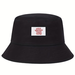 Bucket Hat GOOD THINGS TAKE TIME Print Solid Basin Hats Lightweight Beach Hat