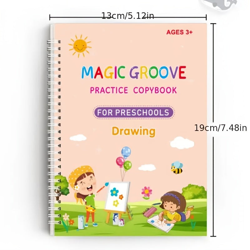 4 Reusable Copybooks with Pen for Kids Handwriting Practice Learning Toys