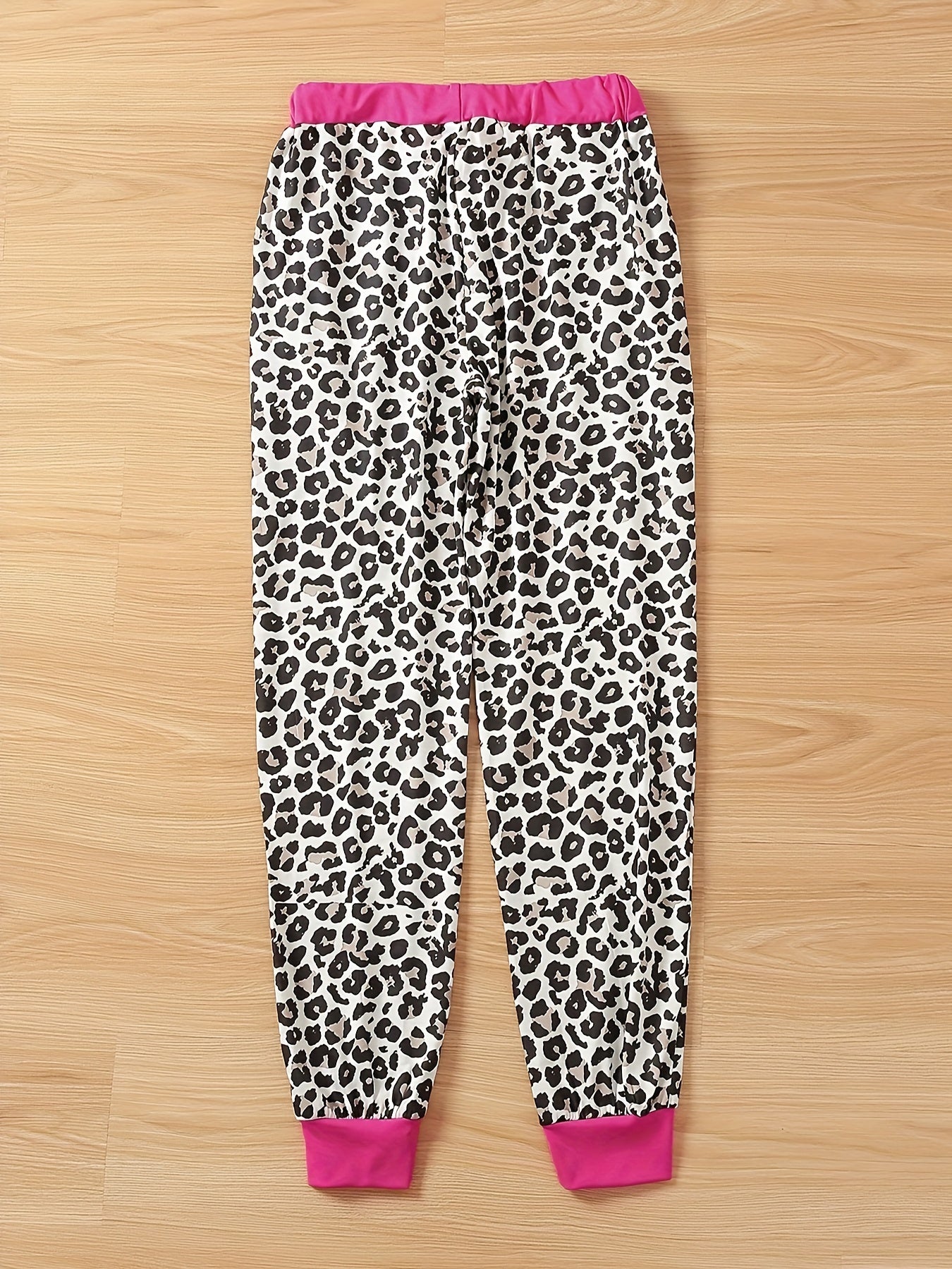  Leopard Print Tie Waist Joggers