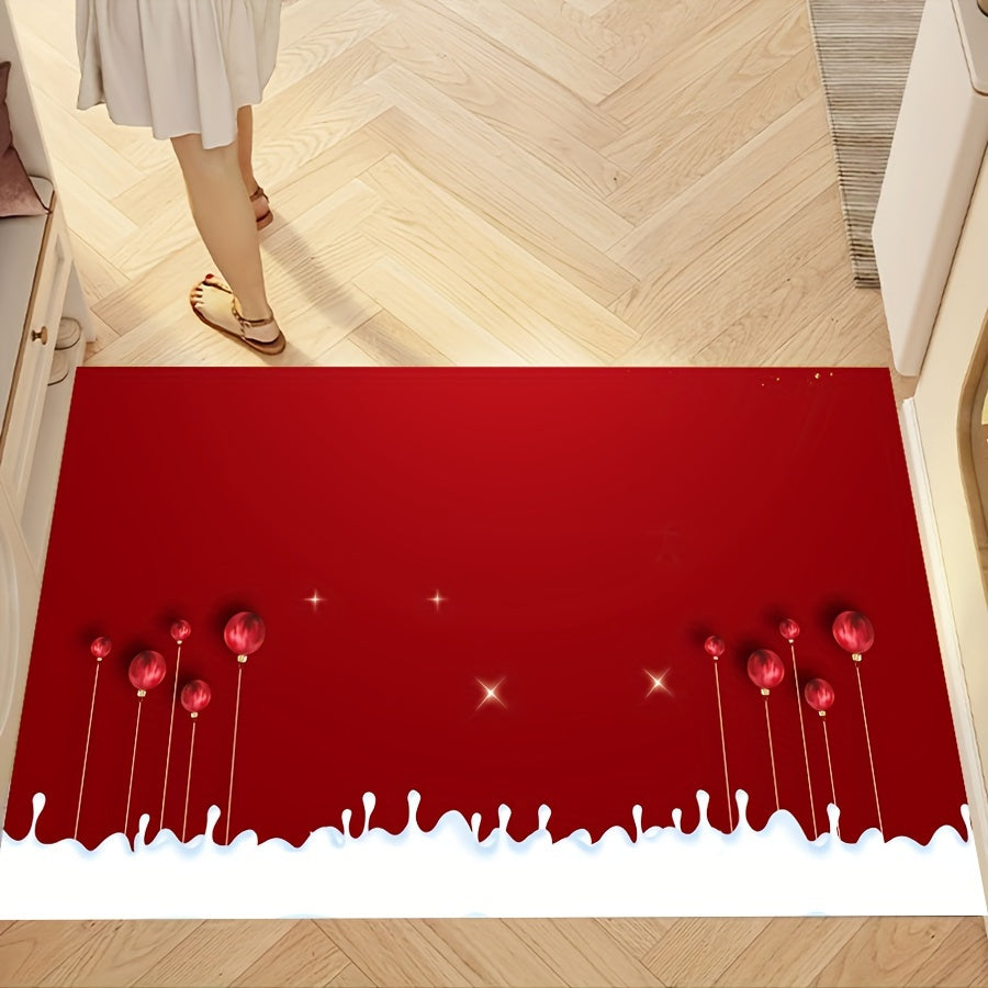 Cute Santa Claus Print Kitchen Mat - Winter Xmas Decor