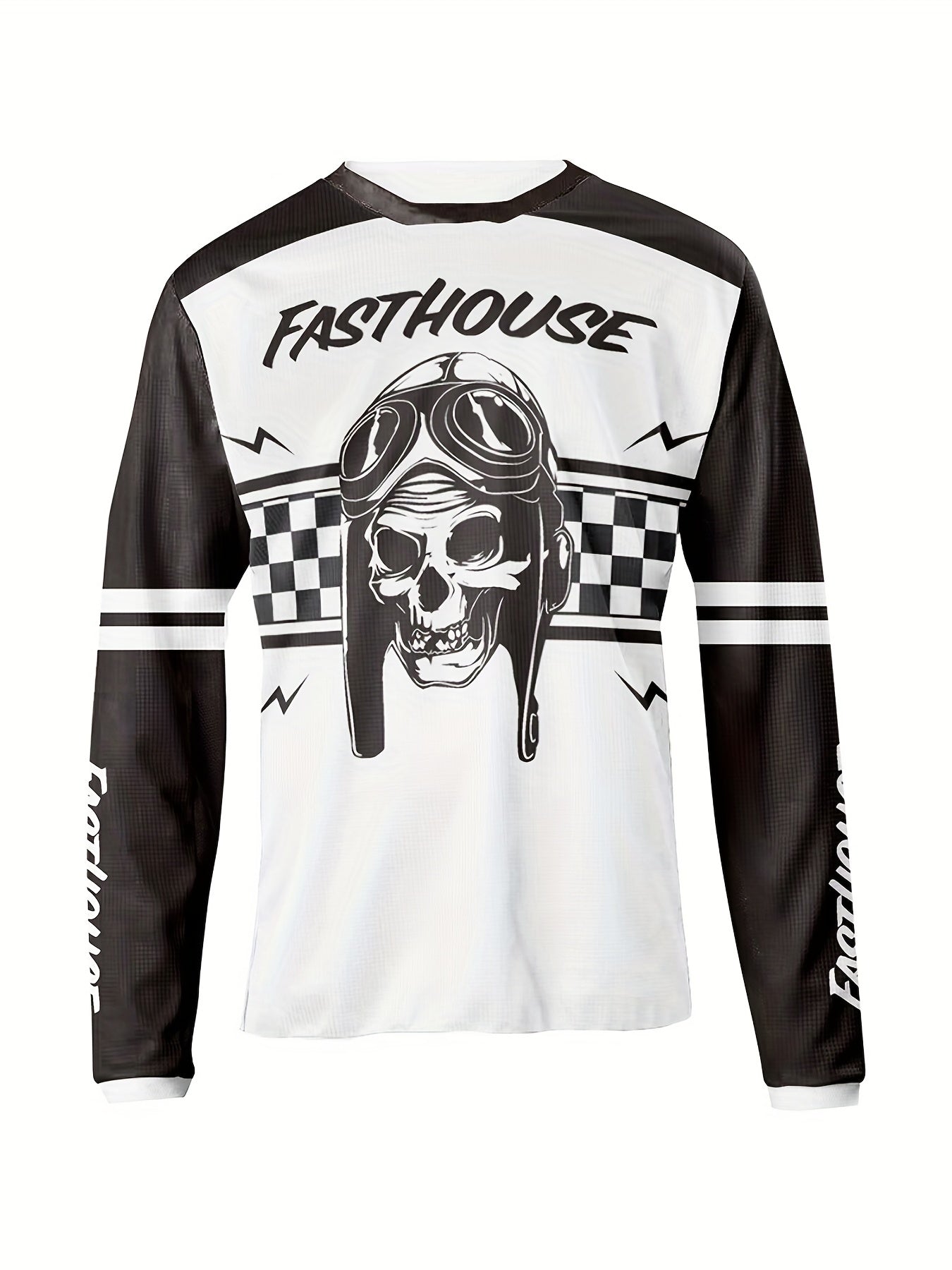 Men's Dark Skeleton Long Sleeve Motocross Shirt
