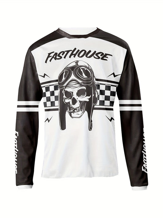 Men's Dark Skeleton Long Sleeve Motocross Shirt