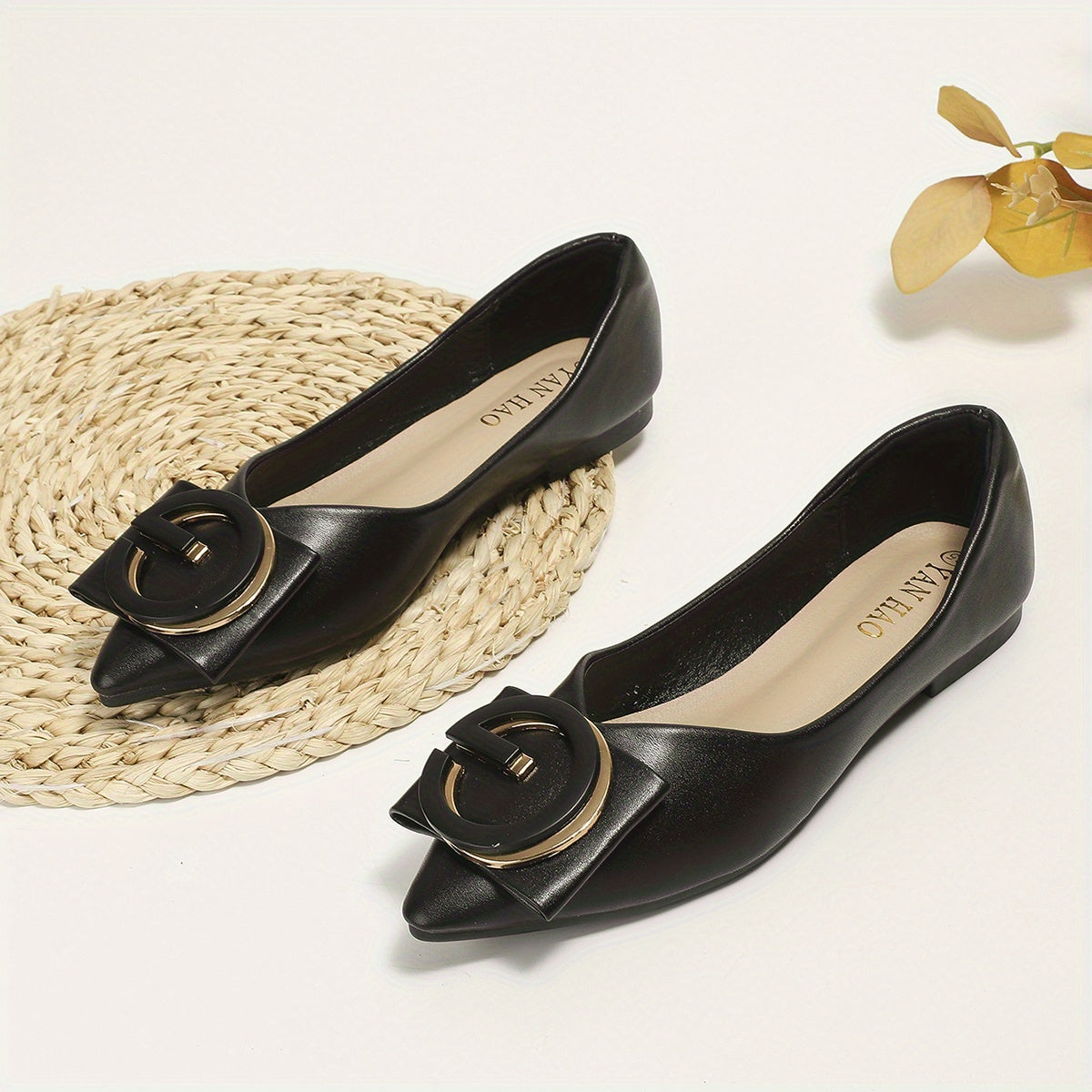 Women's Pointed Toe Flats Soft Sole Solid Slip On Shoes
