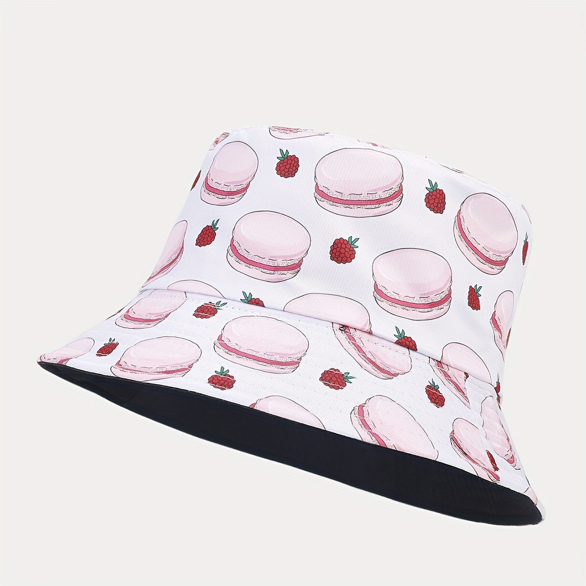 Hamburger Pattern Reversible Bucket Hat Outdoor Sunshade Basin Hat