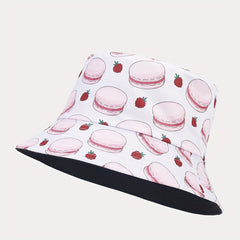 Hamburger Pattern Reversible Bucket Hat Outdoor Sunshade Basin Hat