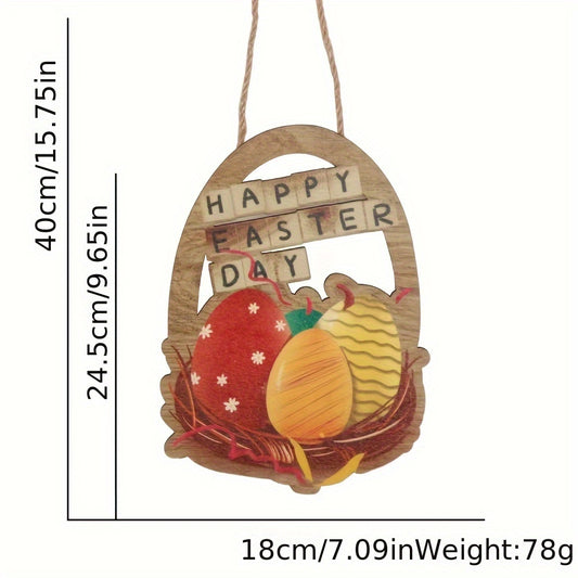 Easter Wooden Ornaments w/ Colored Egg Decorations
