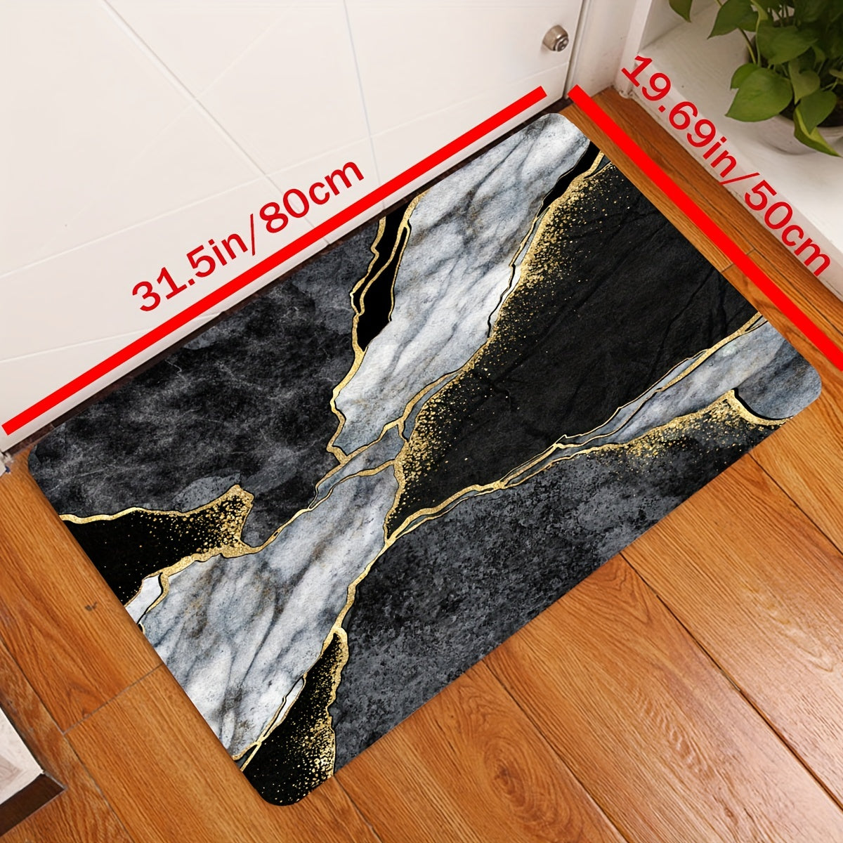 Marble Pattern Kitchen Rug Non Slip Absorbent Stain Resistant